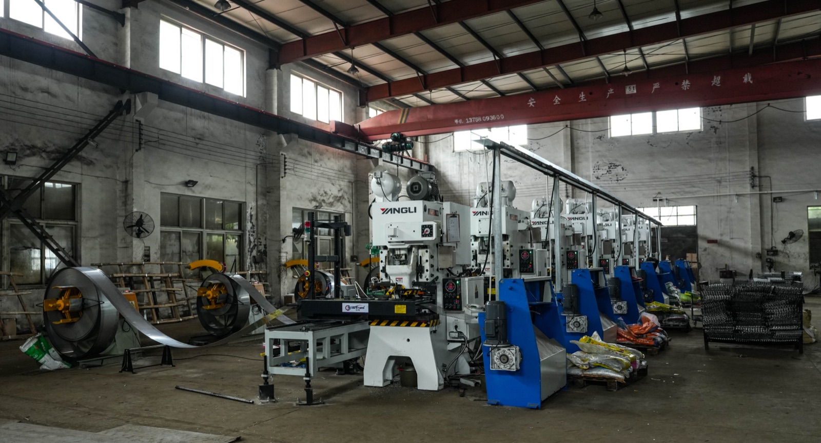Stamping line producing stainless steel washers