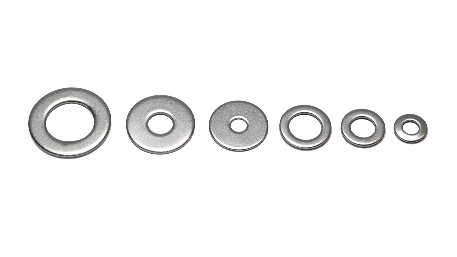304 and 316 stainless steel flat washers in a range of sizes from M2 to M64